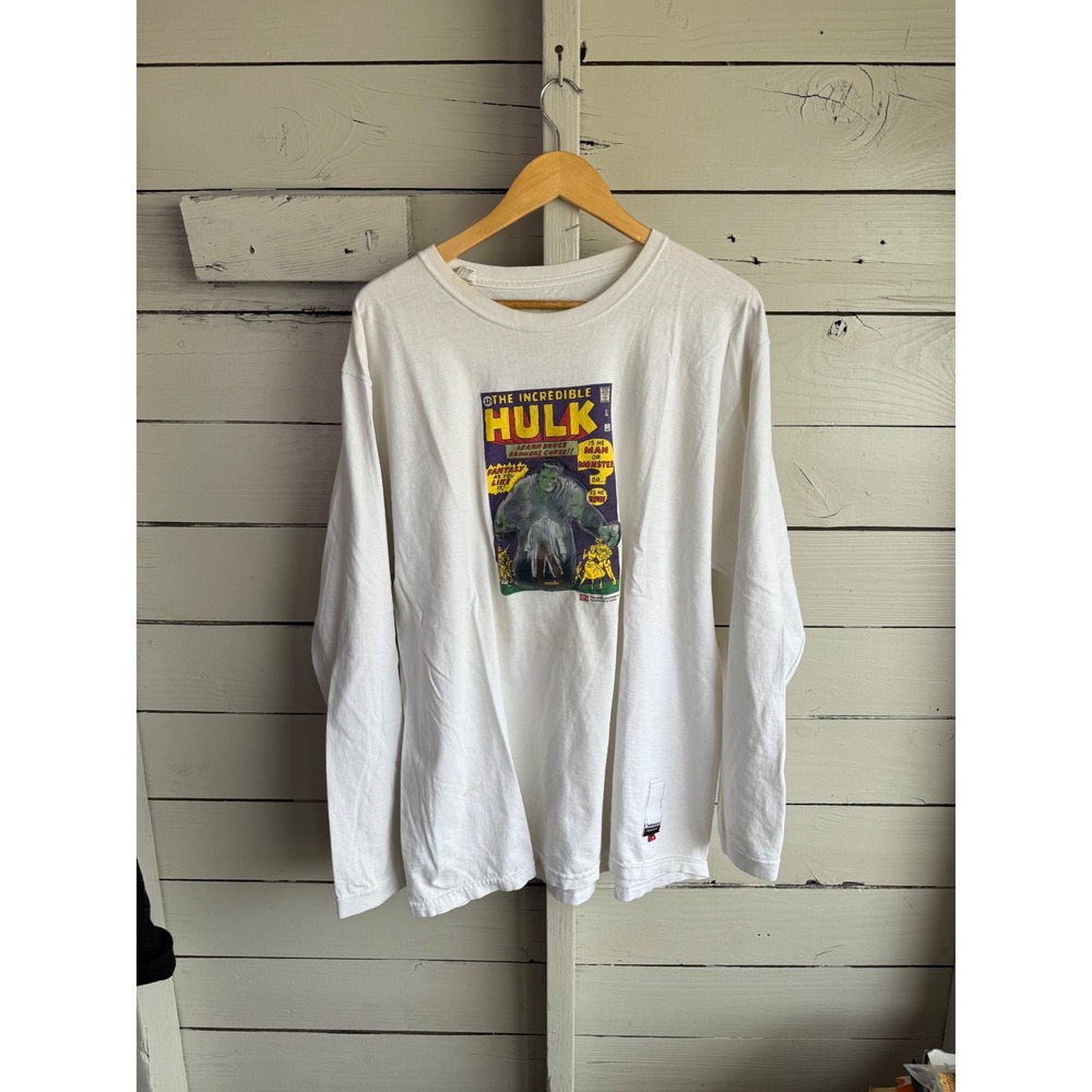 Vintage Ecko Unltd Marvel The Incredible Hulk Comic Cover White Long Sleeve XL